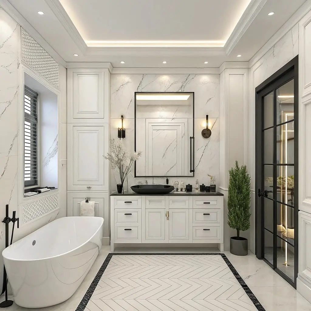 black and white bathroom decor