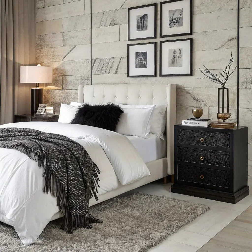 black and white bedroom decor