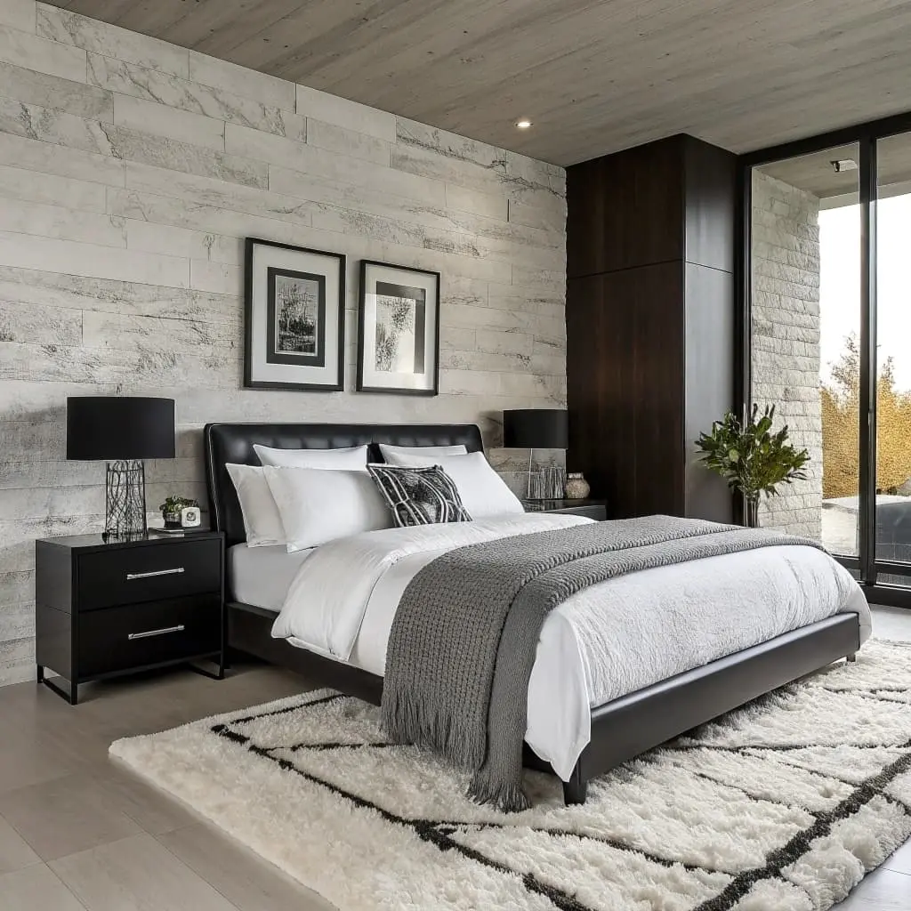 black and white bedroom decor