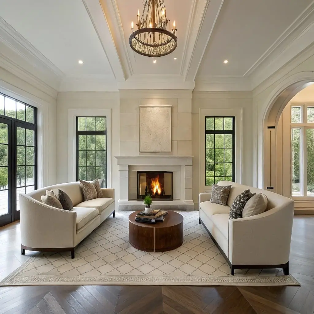 living room furniture layout with fireplace