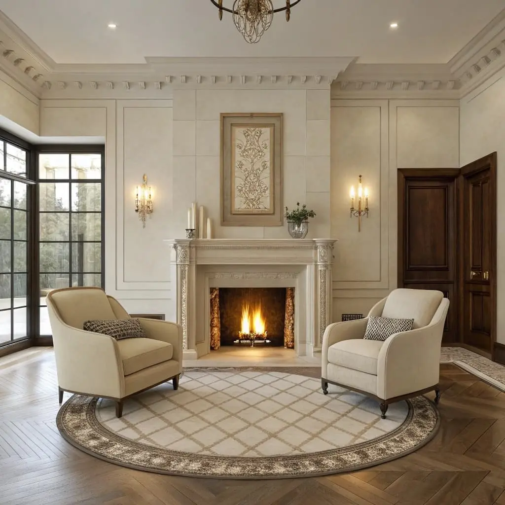 living room furniture layout with fireplace