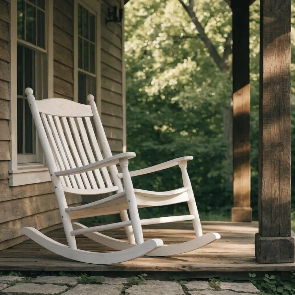 white rocking chairs