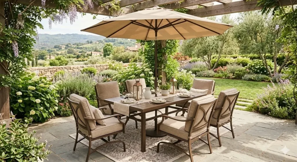 patio furniture set with umbrella