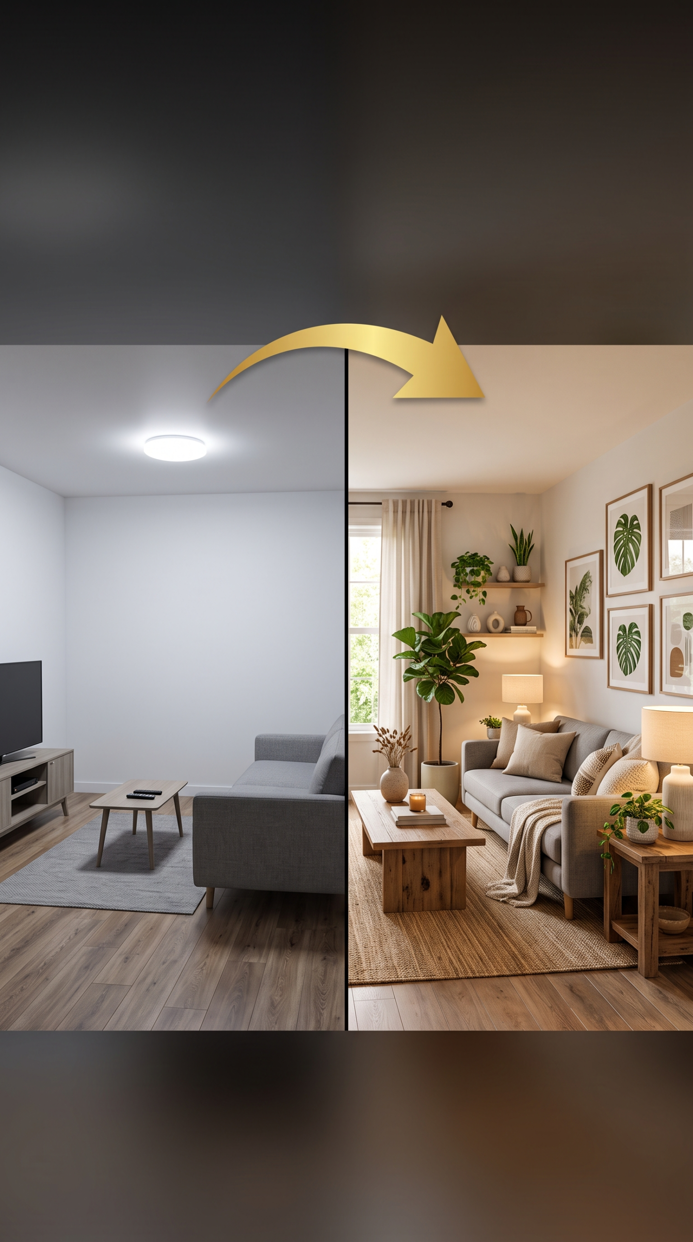 Before and after living room transformation